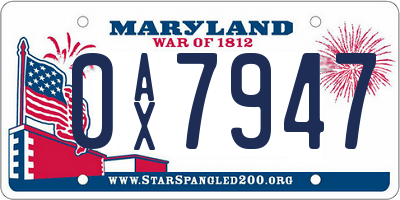MD license plate 0AX7947