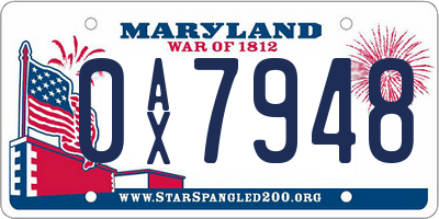 MD license plate 0AX7948