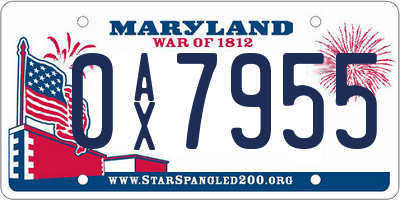 MD license plate 0AX7955
