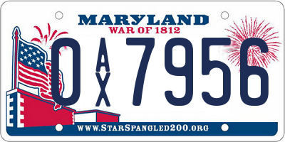 MD license plate 0AX7956