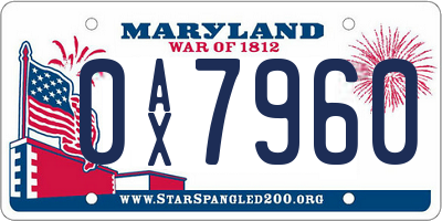 MD license plate 0AX7960