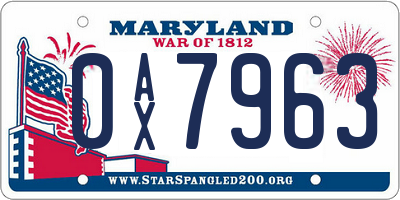 MD license plate 0AX7963