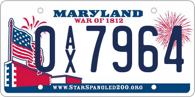 MD license plate 0AX7964