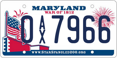MD license plate 0AX7966