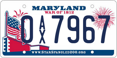 MD license plate 0AX7967