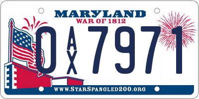 MD license plate 0AX7971