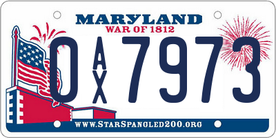 MD license plate 0AX7973