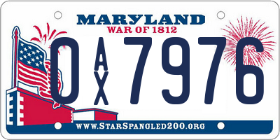 MD license plate 0AX7976