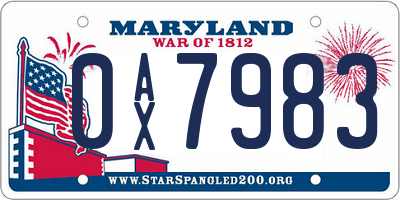 MD license plate 0AX7983