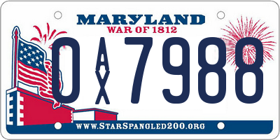 MD license plate 0AX7988