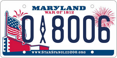 MD license plate 0AX8006