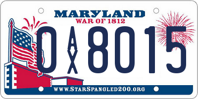 MD license plate 0AX8015