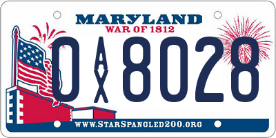 MD license plate 0AX8028