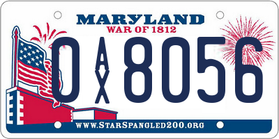 MD license plate 0AX8056
