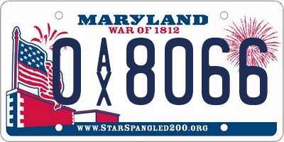 MD license plate 0AX8066