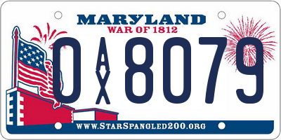 MD license plate 0AX8079