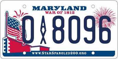 MD license plate 0AX8096