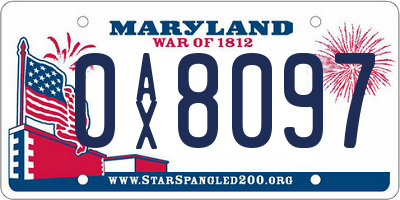 MD license plate 0AX8097