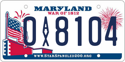 MD license plate 0AX8104