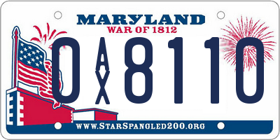MD license plate 0AX8110