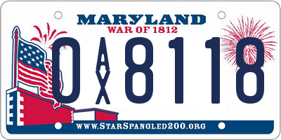 MD license plate 0AX8118