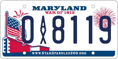 MD license plate 0AX8119