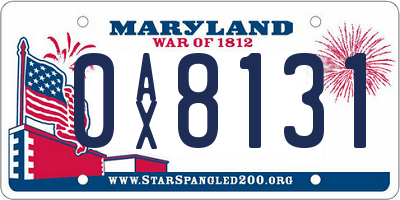 MD license plate 0AX8131