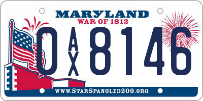 MD license plate 0AX8146