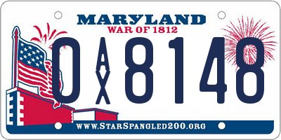 MD license plate 0AX8148