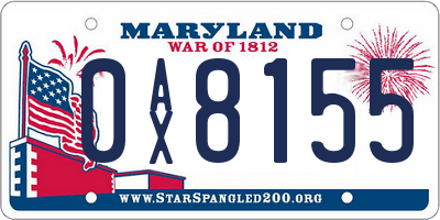 MD license plate 0AX8155