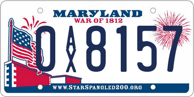 MD license plate 0AX8157