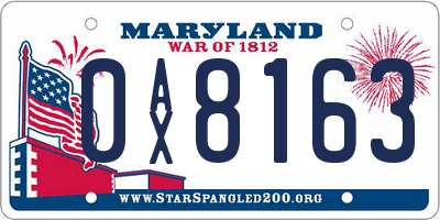 MD license plate 0AX8163
