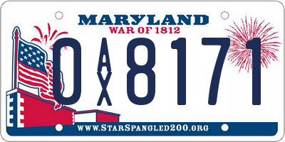 MD license plate 0AX8171