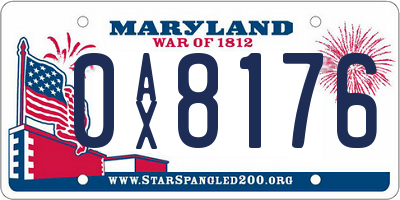 MD license plate 0AX8176