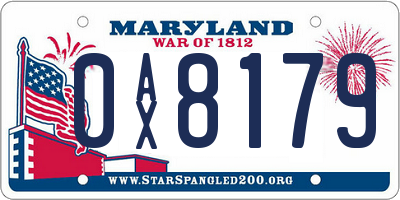 MD license plate 0AX8179