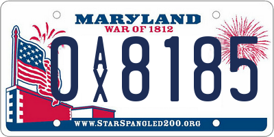 MD license plate 0AX8185