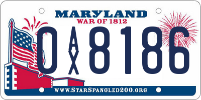 MD license plate 0AX8186