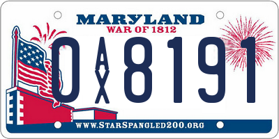 MD license plate 0AX8191