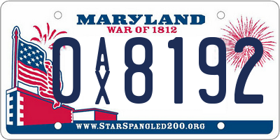 MD license plate 0AX8192