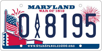 MD license plate 0AX8195