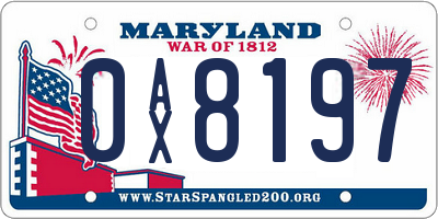 MD license plate 0AX8197