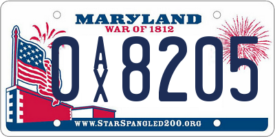 MD license plate 0AX8205