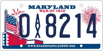 MD license plate 0AX8214