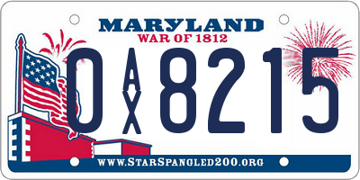 MD license plate 0AX8215
