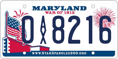 MD license plate 0AX8216