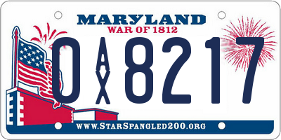MD license plate 0AX8217