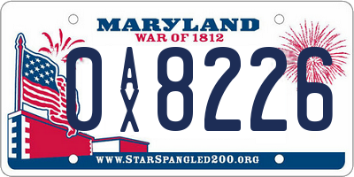 MD license plate 0AX8226