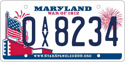 MD license plate 0AX8234