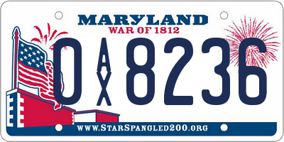 MD license plate 0AX8236
