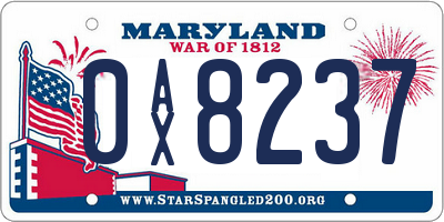 MD license plate 0AX8237